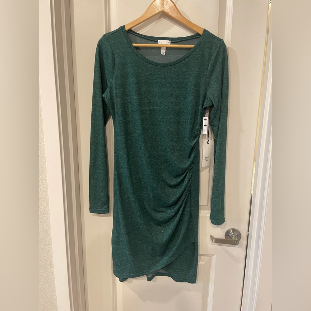 Forest Green Leith Ruched Cotton Dress